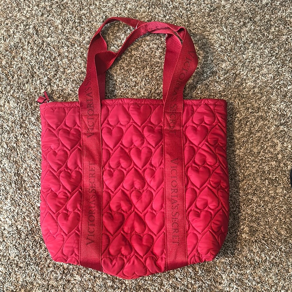 Victoria's Secret Heart Quilted Red Tote
